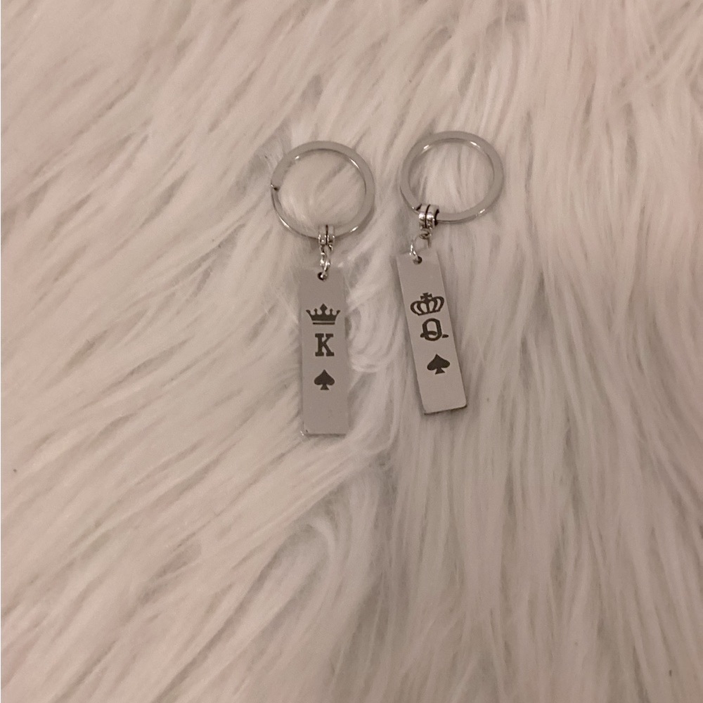 Silver King and Queen Keychains